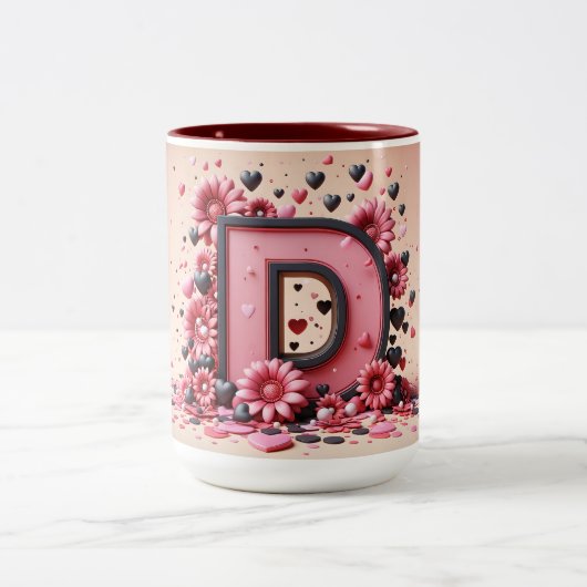 バレンタインデー3D AからZアルファベットコーヒーマグ ツートーンマグカップ (中央)