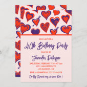 バレンタインデー40th誕生日の招待状2月 招待状 (正面/裏面)