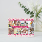 バレンタインデー8枚の写真コラージュとハート ポストカード (スタンド正面)