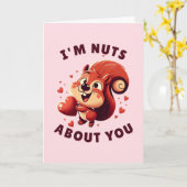 バレンタインデー「あなたが大好き」リスのカード カード (黄色い花)