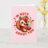 バレンタインデー「あなたが大好き」リスのカード カード (黄色い花)