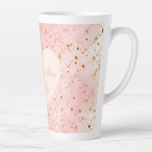 バレンタインデー、あなたも私を想ってる？ピンクの愛を聞く カフェラテマグ (右)