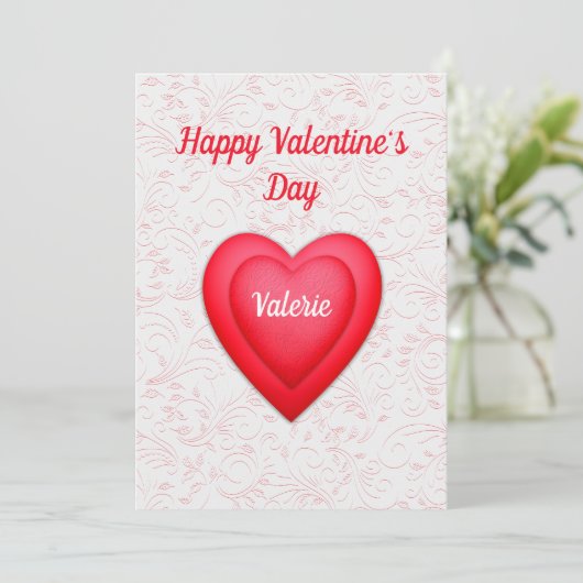 バレンタインデー おしゃれな赤いハートのオリジナルカード シーズンカード (スタンド正面)