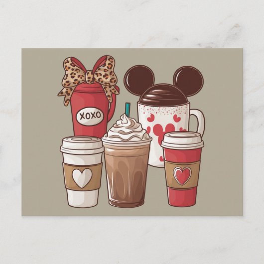 バレンタインデー おもしろ ラテ コーヒー好き ポストカード (正面)