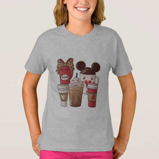 バレンタインデー おもしろ ラテ コーヒー好き  Tシャツ (正面)
