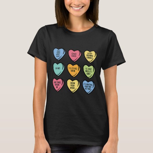 バレンタインデー おもしろ 会話ハート 先生 Tシャツ (正面)