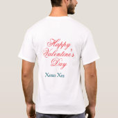 バレンタインデー お名前 赤 青 キス 愛 Tシャツ (裏面)