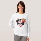 バレンタインデー かわいいテディベア Bee Mine Tシャツ (正面フル)