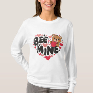 バレンタインデー かわいいテディベア Bee Mine Tシャツ
