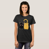 バレンタインデー かわいい黒猫とジンジャーの子猫 愛 Tシャツ (正面フル)