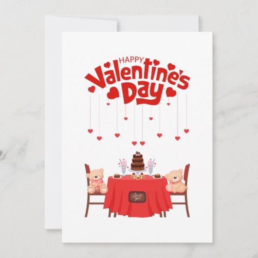 バレンタインデー かわいい テディベア ホリデー カード (正面)