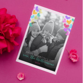 バレンタインデー かわいい パステル ハート フォト シーズンカード