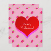 バレンタインデー かわいい ホットピンク ローズ パターン ハート シーズンカード (正面/裏面)