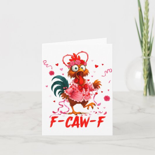 バレンタインデー にわとり F-caw-f 面白い おしゃべり雄鶏 Fcawf カード (正面)