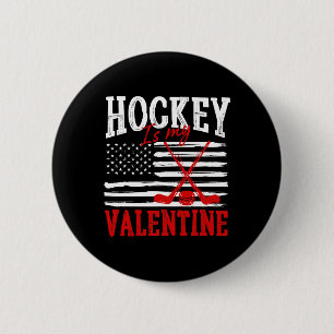 バレンタインデー アイスホッケー Hockey Is My Valentine 缶バッジ