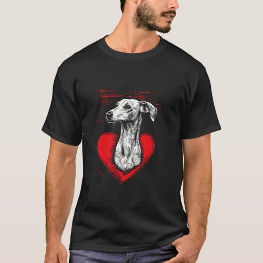 バレンタインデー ウィペット 犬 バレンタイン Tシャツ (正面)