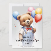 バレンタインデー カスタム ラブリー ウォーターカラー クマ シーズンカード (正面)