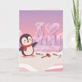バレンタインデー カード あなたを愛する かわいいペンギン