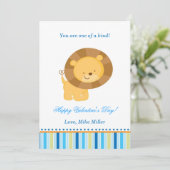 バレンタインデー・キッズ・ライオン・ブルー・グリーティング・カード シーズンカード (スタンド正面)