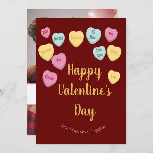 バレンタインデー |キャンディハートLGBTおもしろい写真 シーズンカード (正面/裏面)