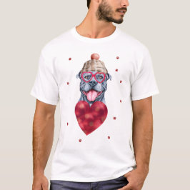 バレンタインデー ギフト グレー ピットブル ドッグ Tシャツ