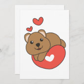 バレンタインデー クオッカ 可愛い動物 ハート ホーリ シーズンカード (正面/裏面)
