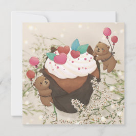 バレンタインデー: クッキー & テディベア シーズンカード