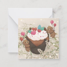 バレンタインデー: クッキー & テディベア ノートカード