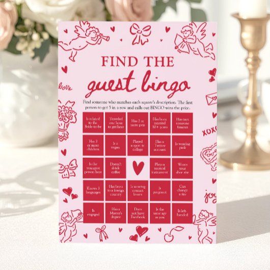 バレンタインデー ゲストビンゴ 結婚式前ウェディングパーティーゲーム 招待状
