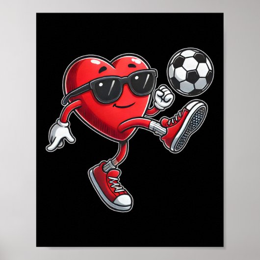 バレンタインデー サッカー坊や かわいいハート サッカーボーイ ポスター (正面)