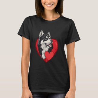 バレンタインデー シベリアンハスキー バレンタイン Tシャツ