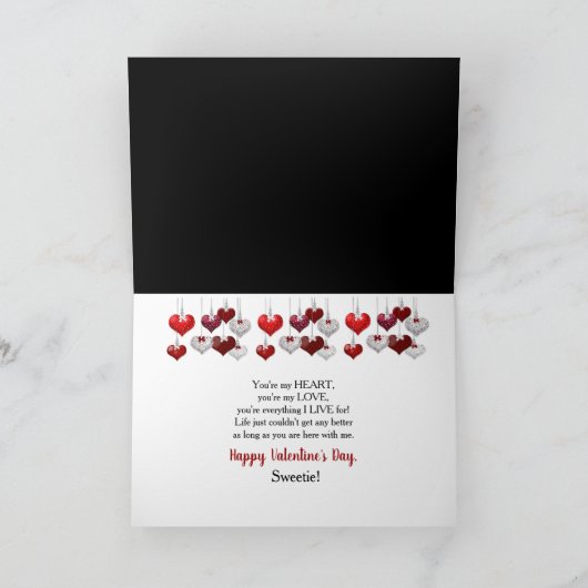 バレンタインデー，スウィートアーぶら下がったツの華美ハート シーズンカード (内部)