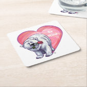 バレンタインデー スクエアペーパーコースター (アングル)