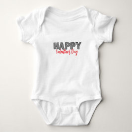 バレンタインデー チェッカーボード ハート 可愛い おもしろTシャツ ベビーボディスーツ