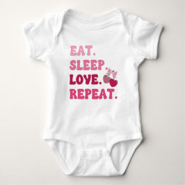 バレンタインデー チェリー ハート 食べて寝て愛して繰り返す ベビーボディスーツ