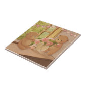 バレンタインデー: テディベアと花 タイル (側面)