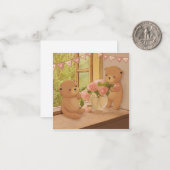 バレンタインデー: テディベアと花 ノートカード (正面/裏面インサイチュ)