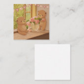 バレンタインデー: テディベアと花 ノートカード (正面/裏面)