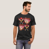 バレンタインデー ドリップ ハート 野球 XOXO 男子 メンズ Tシャツ (正面フル)