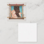 バレンタインデー：ネコとハートイラストレーション ノートカード (正面/裏面)