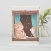 バレンタインデー：ネコとハートイラストレーション 招待状 (スタンド正面)