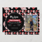 バレンタインデー ノームドゥードル子供パーティーの写真招待状 招待状 (正面/裏面)