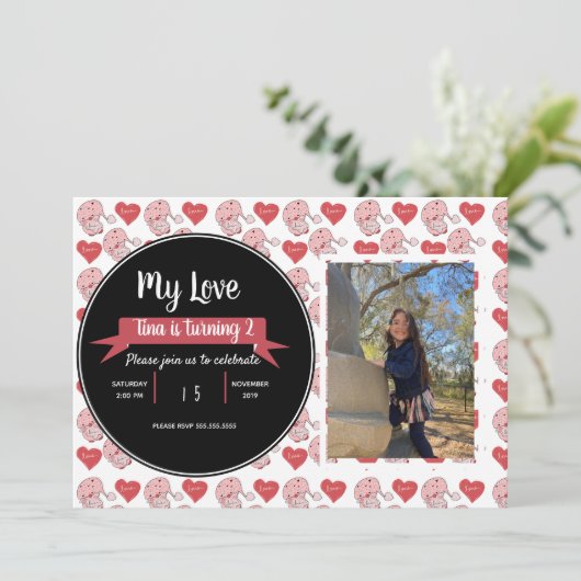 バレンタインデー  ノームドゥードル子供パーティーの写真 招待状 (スタンド正面)