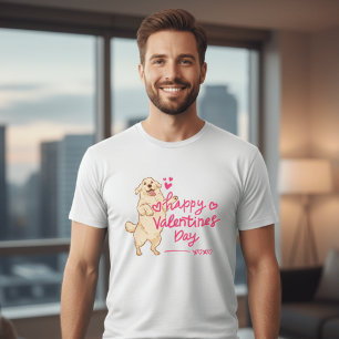 バレンタインデー ハッピードッグTシャツ かわいいパピーラブ Tシャツ