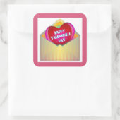 バレンタインデー ハッピーバレンタインデー グリーティングカード スクエアシール (バッグ)