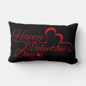 バレンタインデー"ハッピーバレンタインデー!" 赤い ランバークッション (裏面)