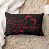 バレンタインデー"ハッピーバレンタインデー!" 赤い ランバークッション (ブランケット)