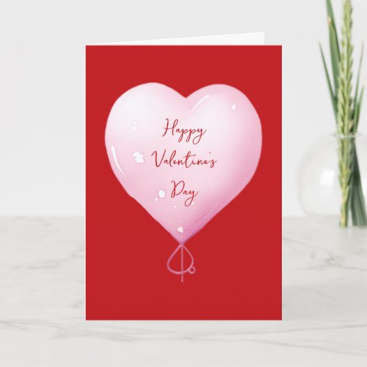バレンタインデー ハッピー ハート オーダーメイド ピンク スクリプト シーズンカード (正面)