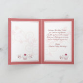 バレンタインデー-ハートのカップケーキのハッピーバースデー シーズンカード (内部)