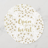 バレンタインデー – 「ハートを開く」金ゴールド シーズンカード (正面/裏面)